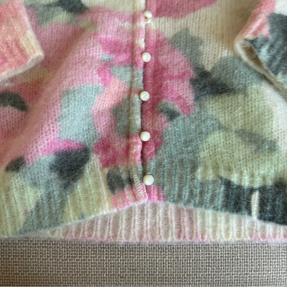 Sezane Lisette Cardigan Medium Pink Cream Floral Kid Mohair Sweater Knit French - Picture 9 of 15